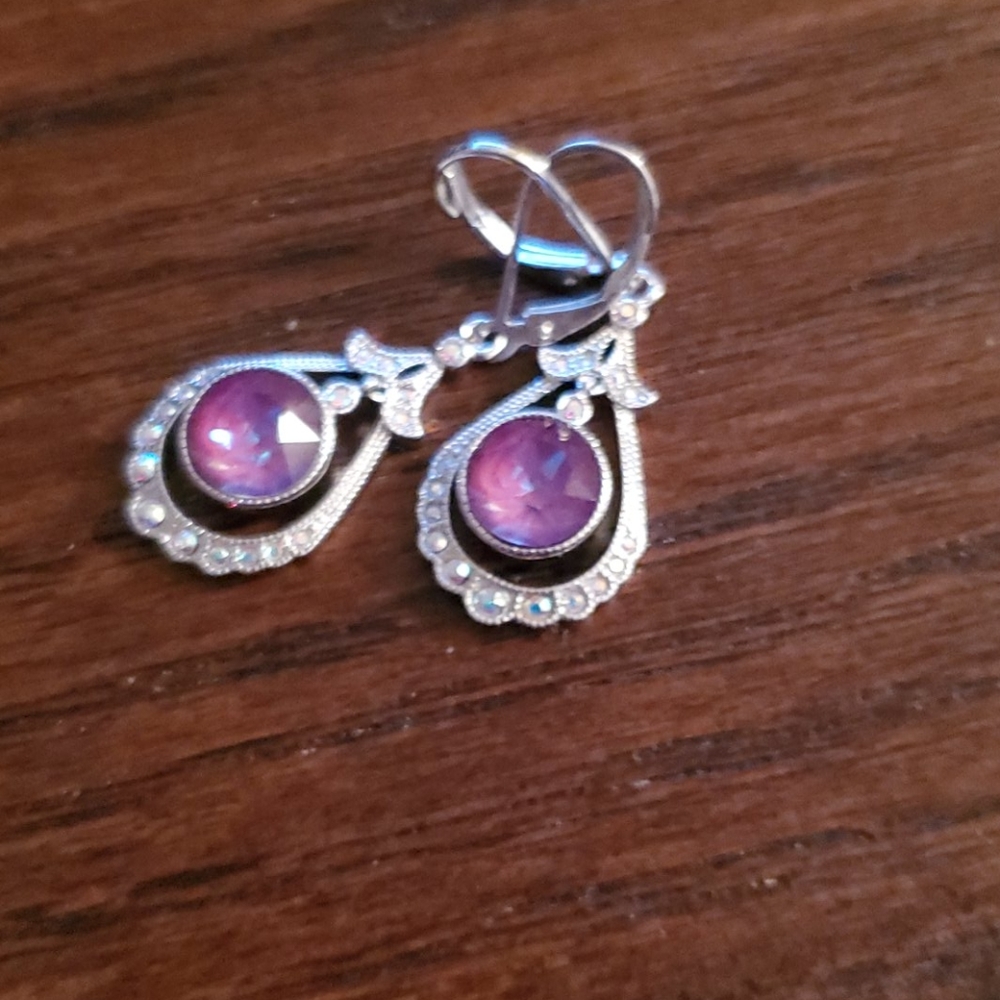 925 S.S. PINK AURORA BOREALIS EARRINGS